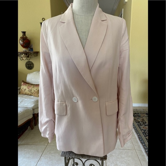 H&M Pale Pink Oversized Double Breasted Blazer